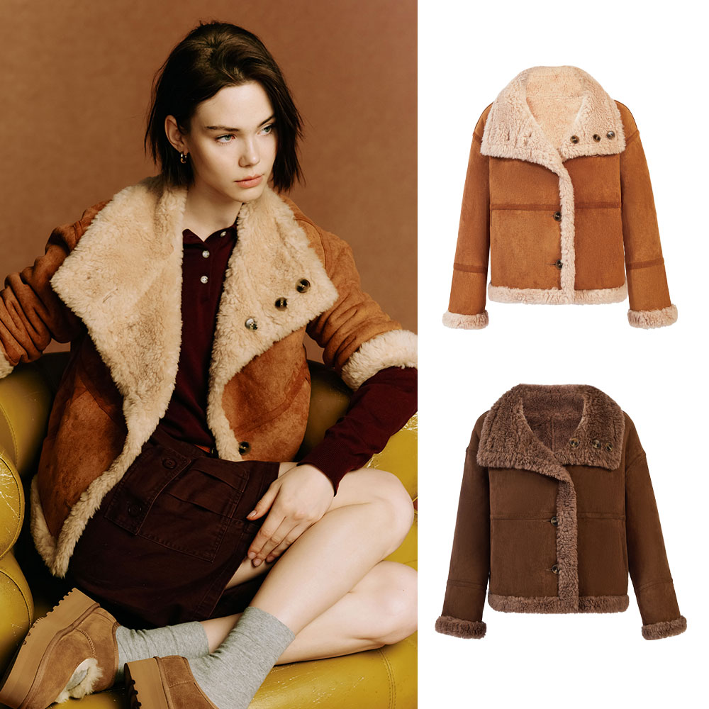 [무료배송] 호주정품 오즈라나 로고 퍼 트림 리버서블 시어링 코트 OZLANA UGG OZ8001